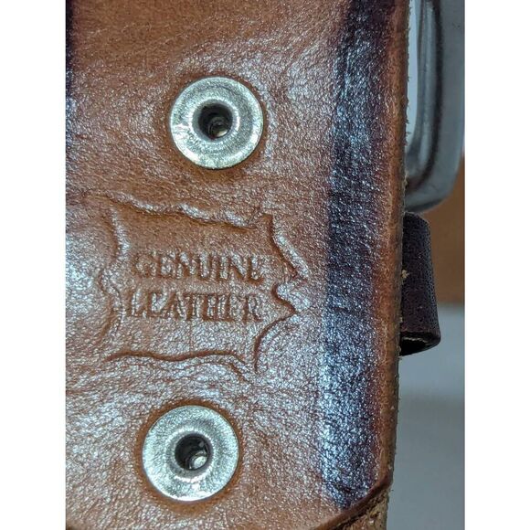 Stars and Stripes American Themed Men's Genuine Brown Leather Belt Sizer 32-36" - Picture 3 of 5